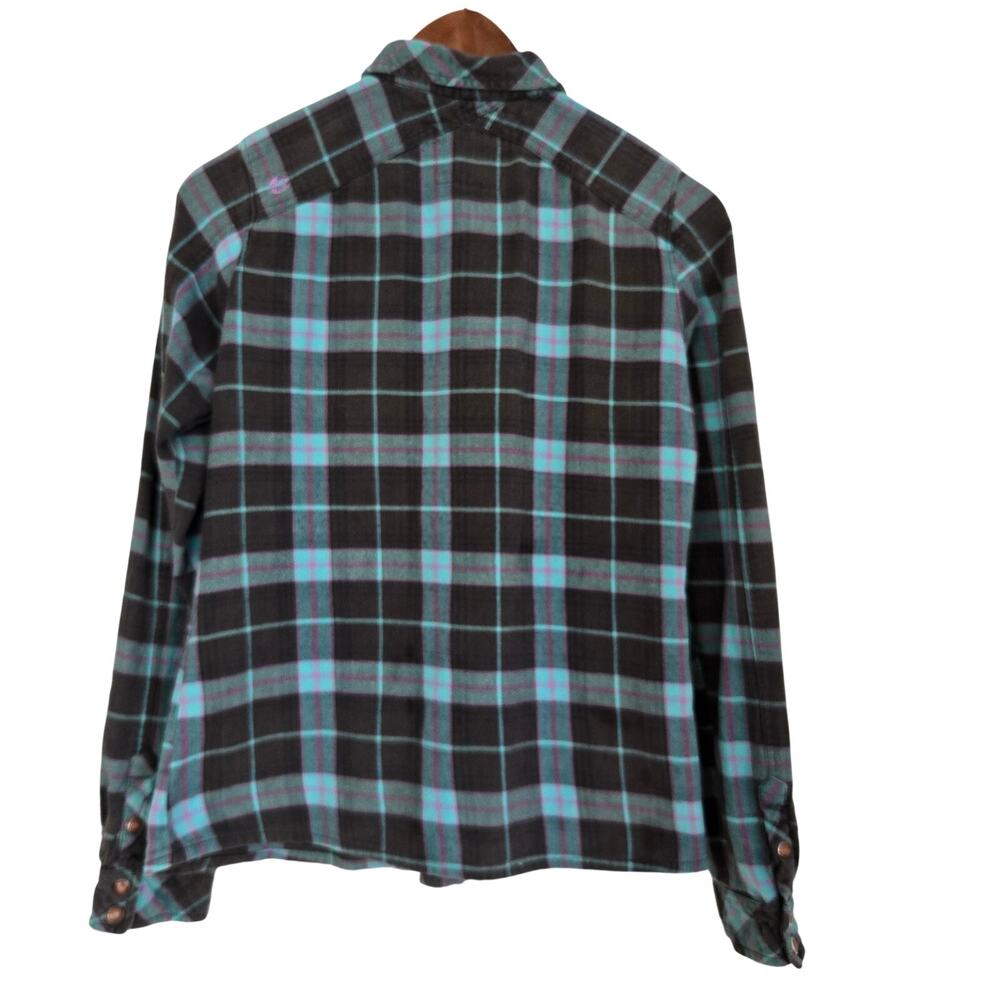 Vintage Indie Sleaze Surf Grunge Billabong Plaid Check Pattern Pearl Buttons M - Picture 2 of 10